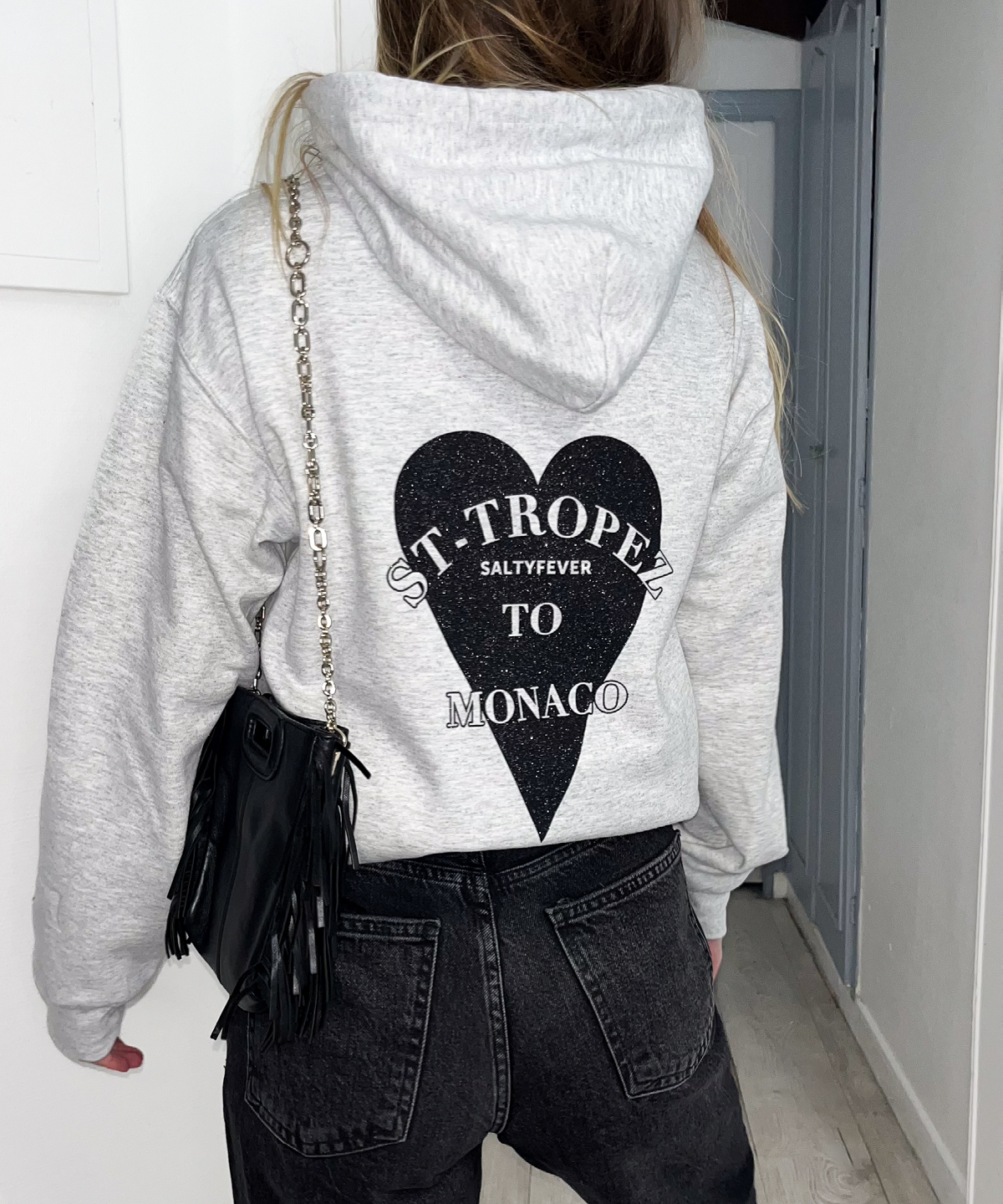 HOODIE GLITTER BLACK ASH GREY