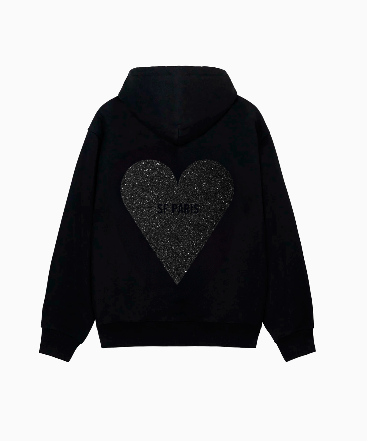 HOODIE GLITTER BLACK HEART