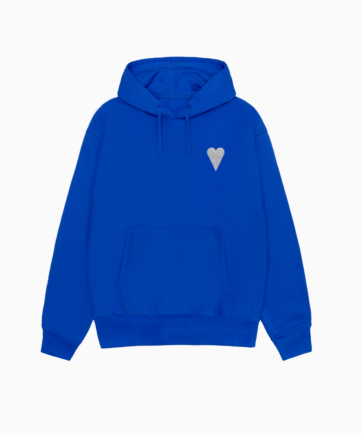 HOODIE BLEU ROYAL COEUR ARGENTÉ