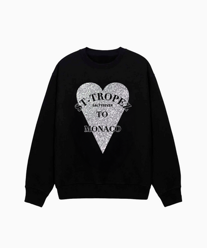 PULL COL ROND GLITTER ARGENTÉ