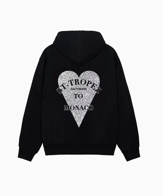 HOODIE BLACK GLITTER ARGENTÉ