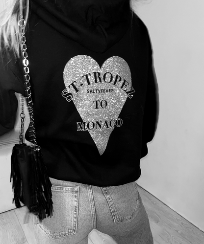 HOODIE BLACK GLITTER ARGENTÉ