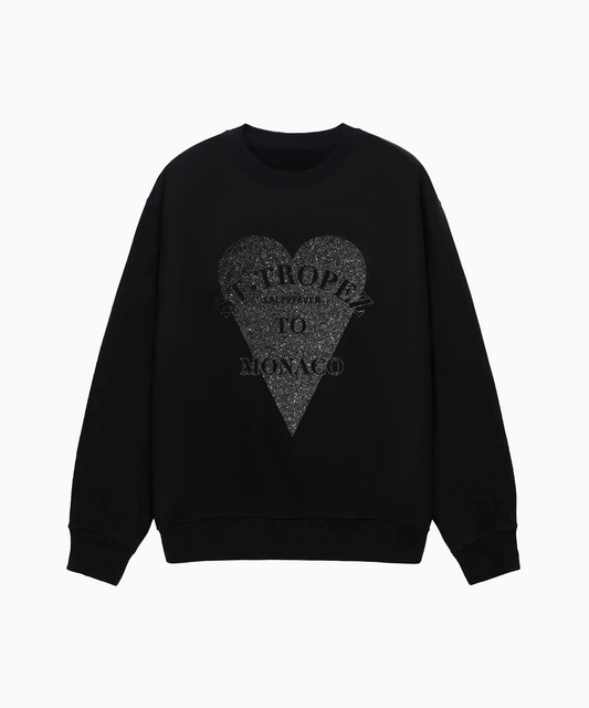 PULL COL ROND GLITTER NOIR