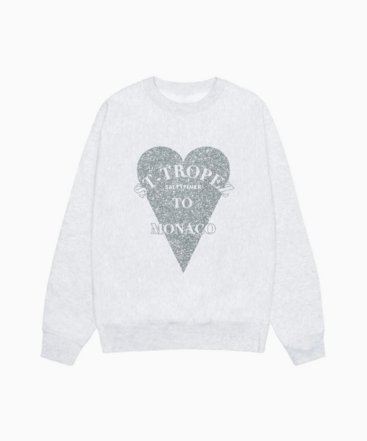 PULL COL ROND GLITTER GRIS