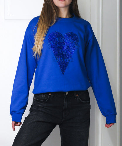PULL COL ROND BLEU ROYAL GLITTER
