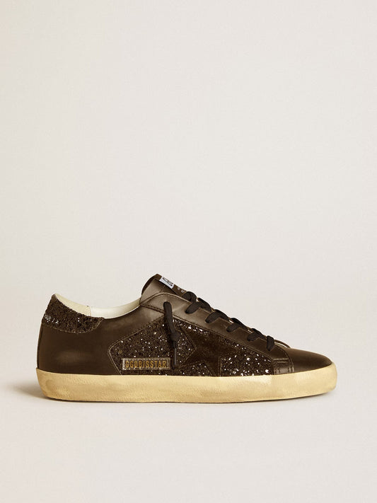 GGDB - Super-Star avec paillettes noires, étoile en suède noire et détails en cuir